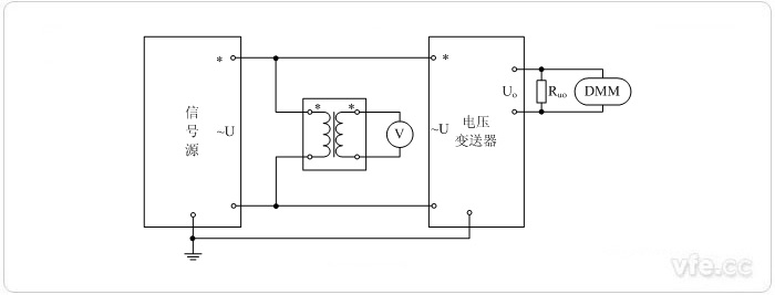 電壓輸出型電壓變送器(電壓互感器擴展標準表量程) 電壓校準接線圖 電壓輸出型電壓變送器(電壓互感器擴展標準表量程) 電壓校準接線圖