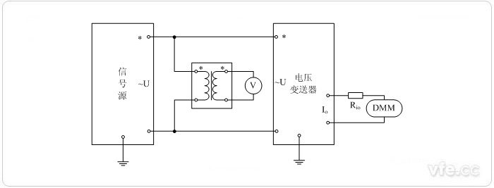 電流輸出型電壓變送器(電壓互感器擴展標準表量程) 電壓校準接線圖 電流輸出型電壓變送器(電壓互感器擴展標準表量程) 電壓校準接線圖